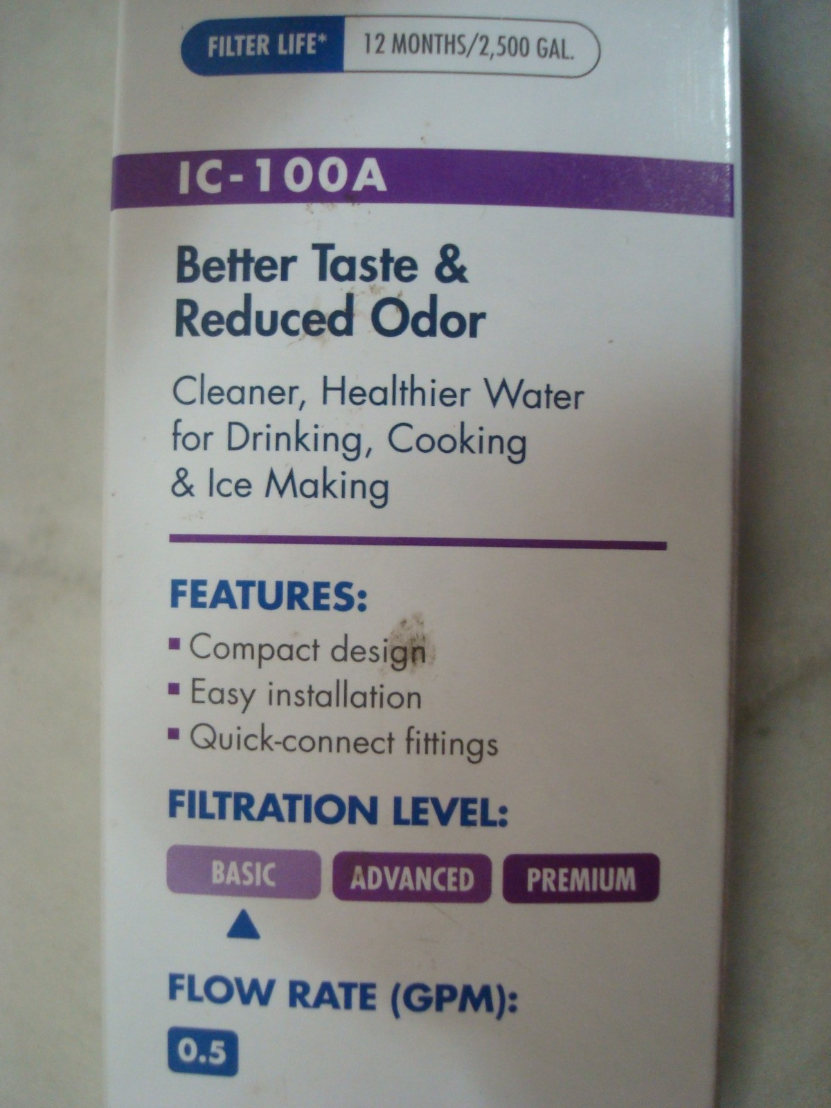 Culligan IC-100A Icemaker & Refrigerator BASIC In-Line Water Filter Cartridge