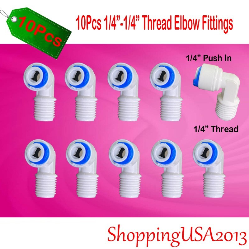 10 Pcs 1/4″-1/4″ Male Elbow Fitting Connector Connection Water Filters/RO system