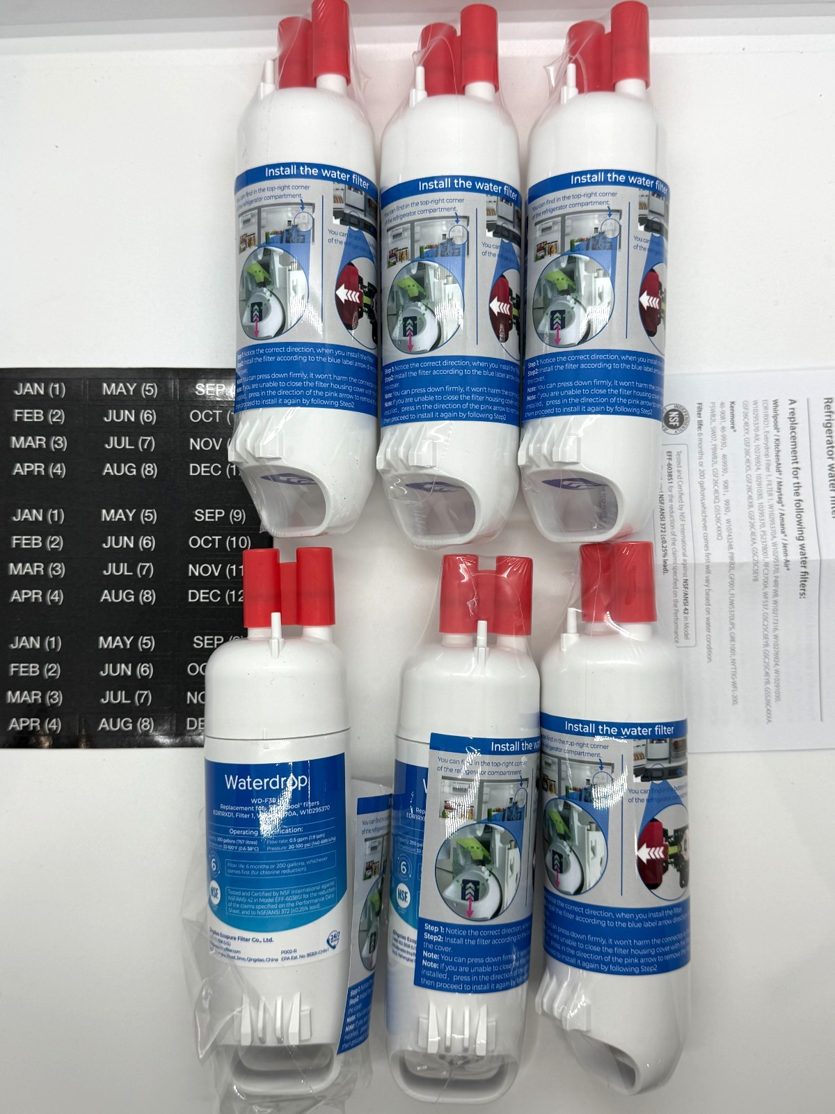 Waterdrop Refrigerator WD-F38 Filter, 6 Pack New Sealed