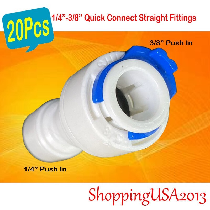 20Pcs 1/4-3/8 Quick Connect Straight Fitting Connector Push In Water Filter