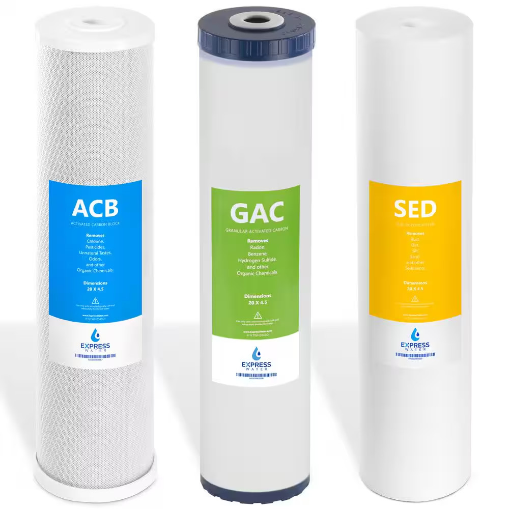 Whole House Water Filter Set – Replacement Kit – Sediment, Charcoal, Carbon – 5