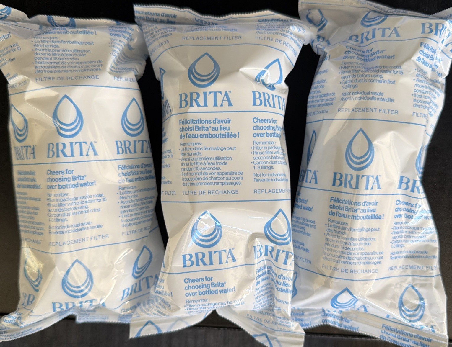 Lot of 3 Brita Standard Water Filter, Replacement Filters Pitchers & Dispensers