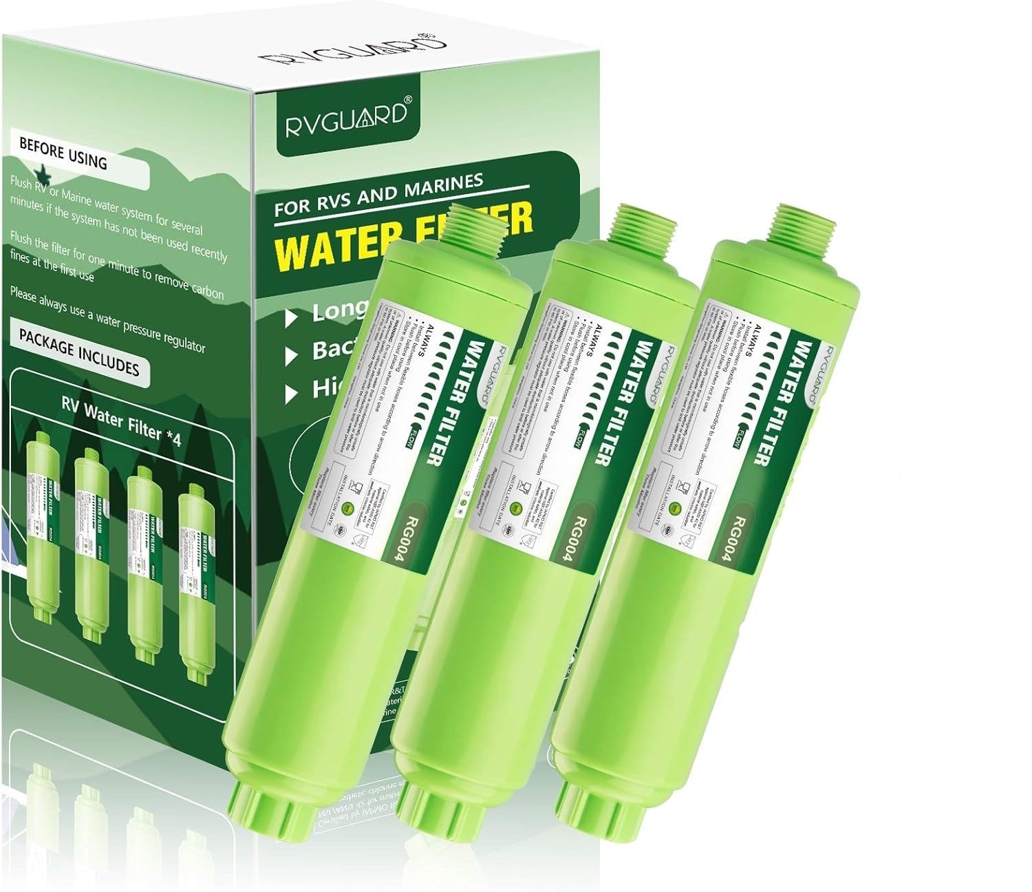 New 3 Pack RVGUARD Inline RV Water Filter Reduces Odors Bad Taste Chlorine