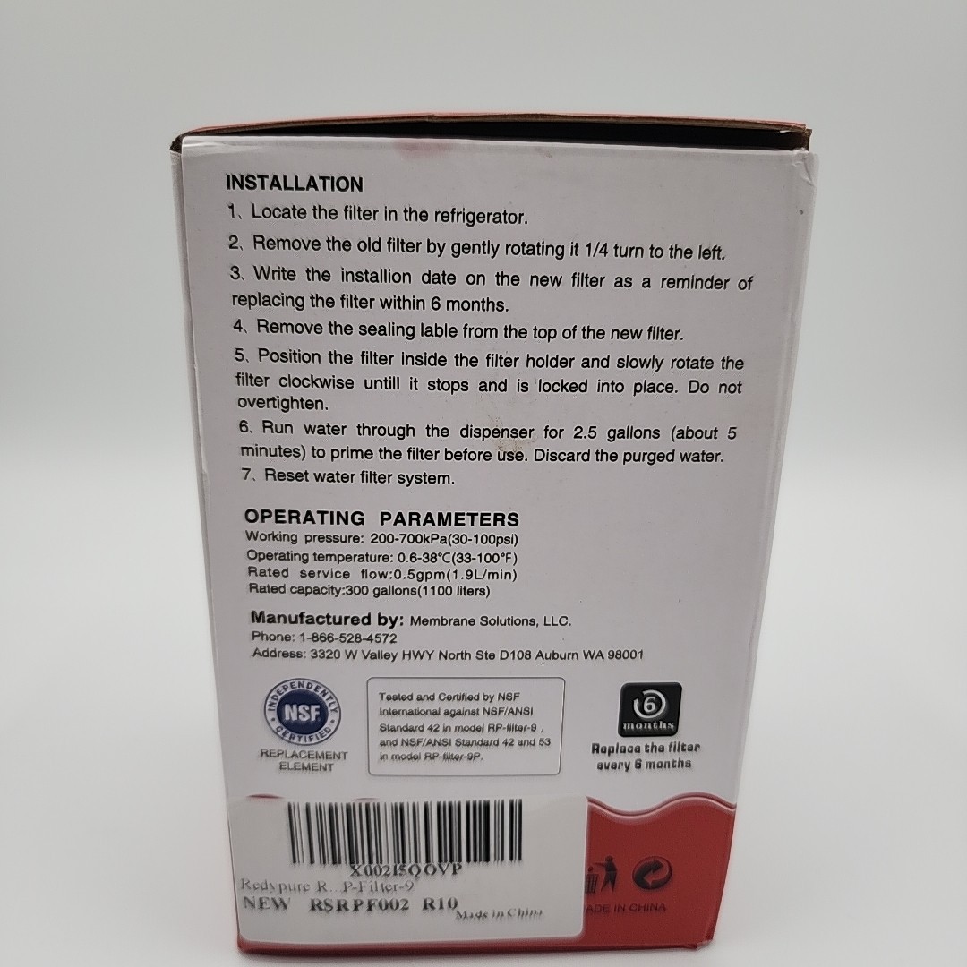 ⭐Redy Pure ⭐Water Filter rp-filter-9/9p GE, Hotpoint, Kenmore.