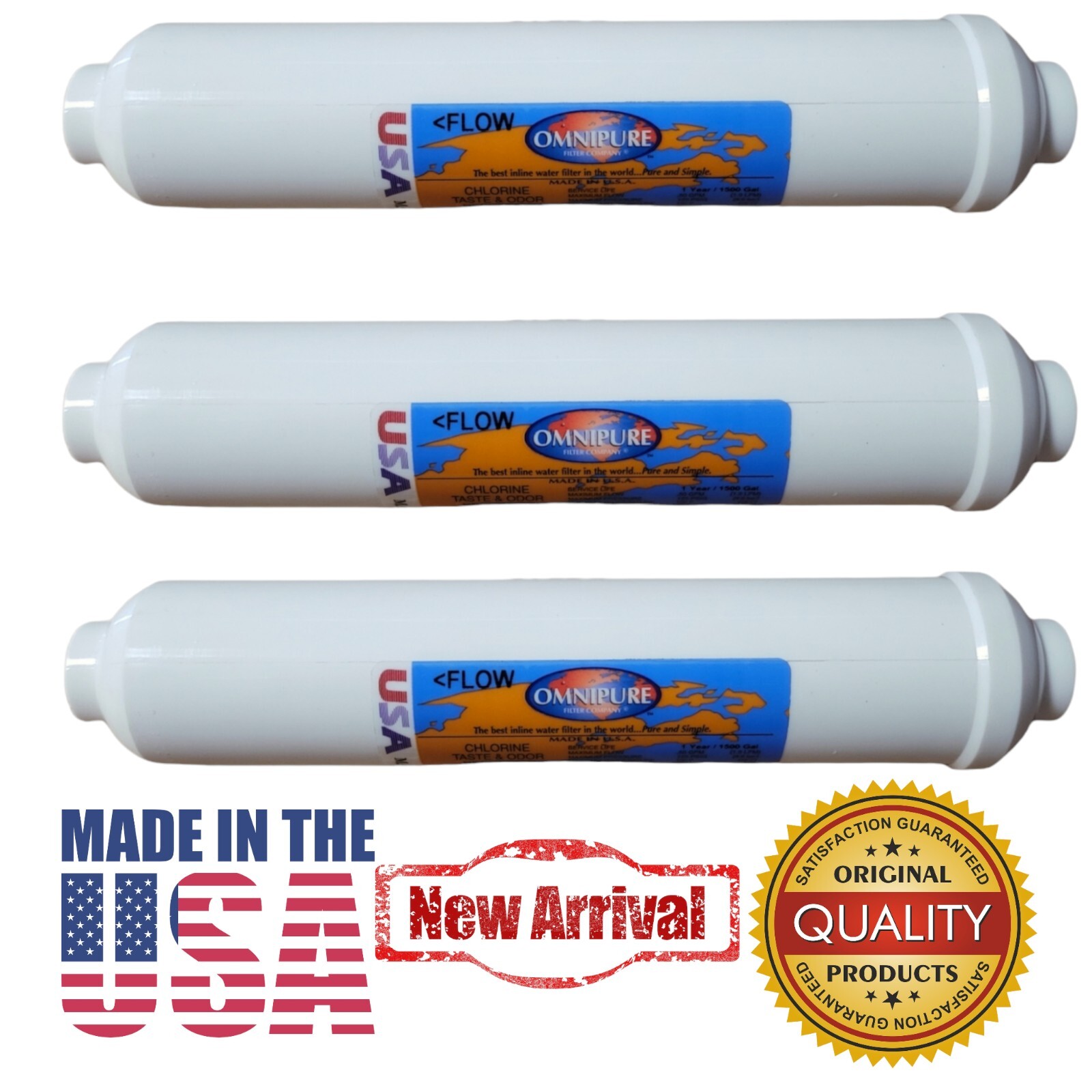 Omnipure SCL10-B Scale Inline Water Filter, Flow Rate 0.5GPM, 10 Microns -3 PACK