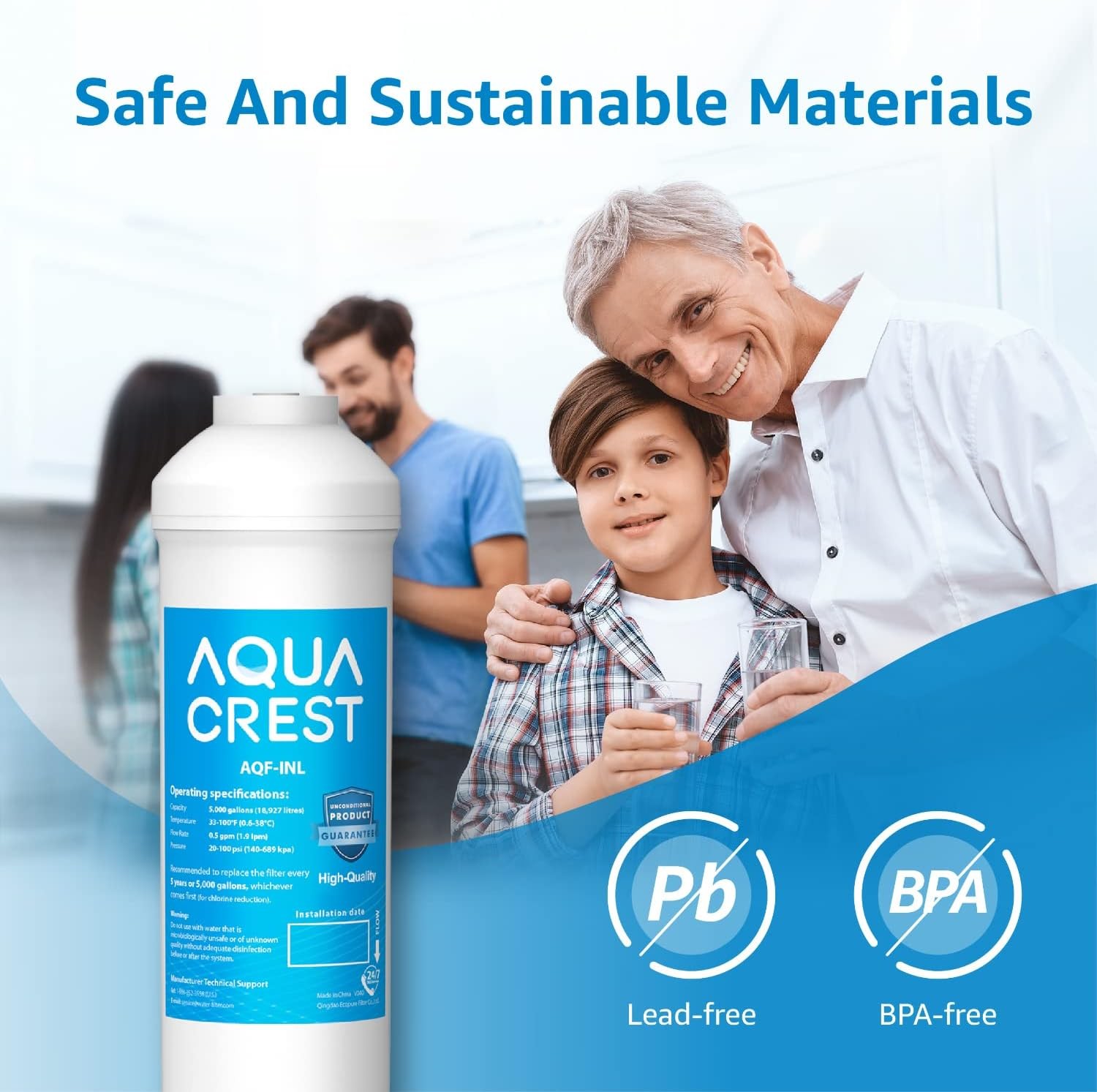 AQUA CREST Inline Water Filter for Refrigerator,Ice Maker,Under Sink System