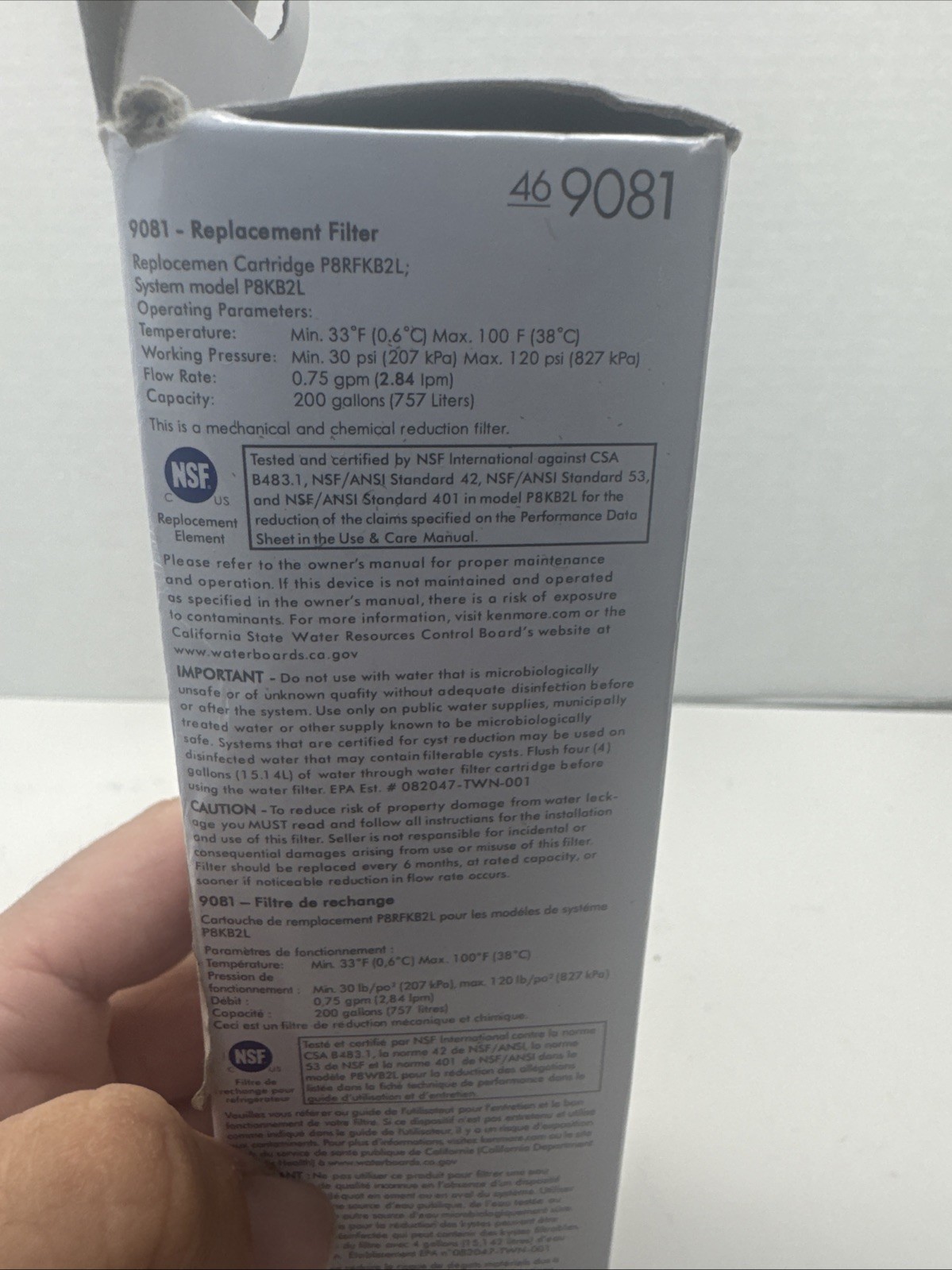 Kenmore 469081 Refrigerator Water Filter – White