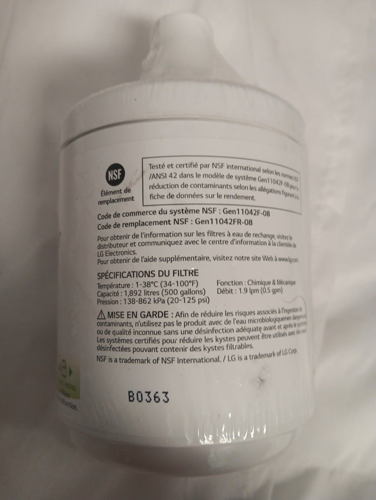 LG LT500P – 6 Month / 500 Gallon Capacity Replacement