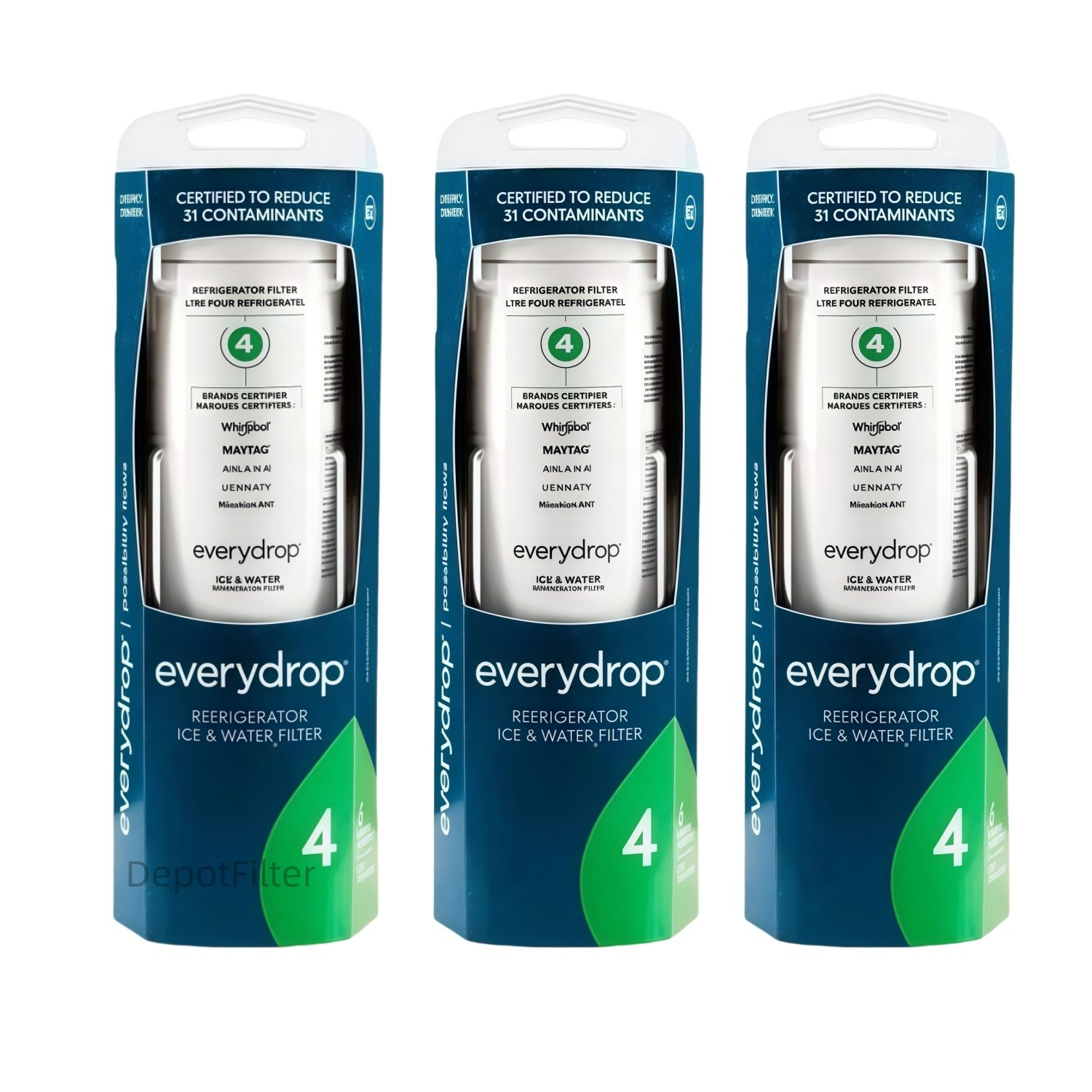 E very D²rop by 3 Pack Ice and Water Refrigerator Filter 4 ED²R4RXD1 Sealed NEW