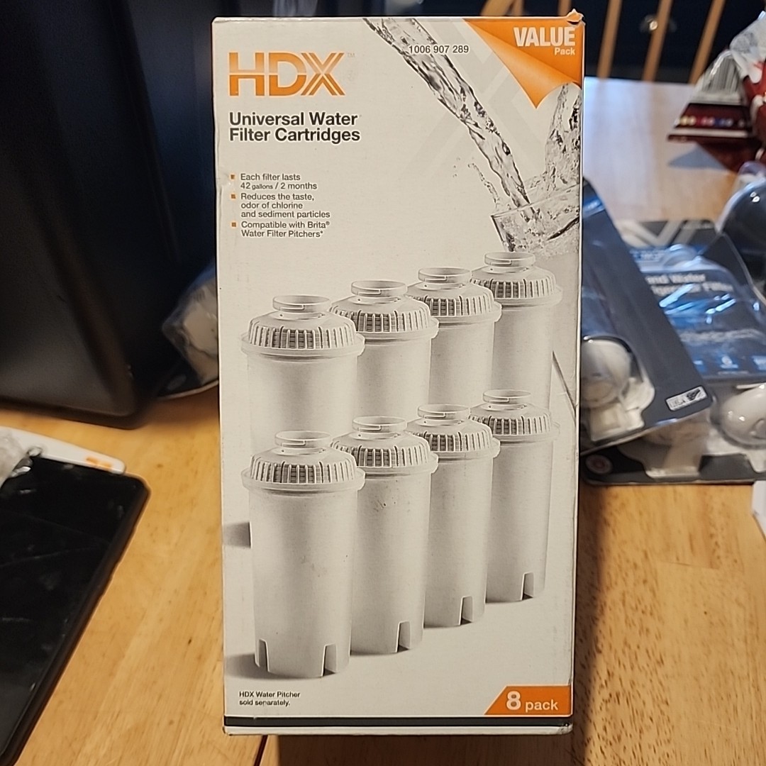 NEW HDX Water Pitcher Universal Replacment Water Filter Cartridges 8-Pack