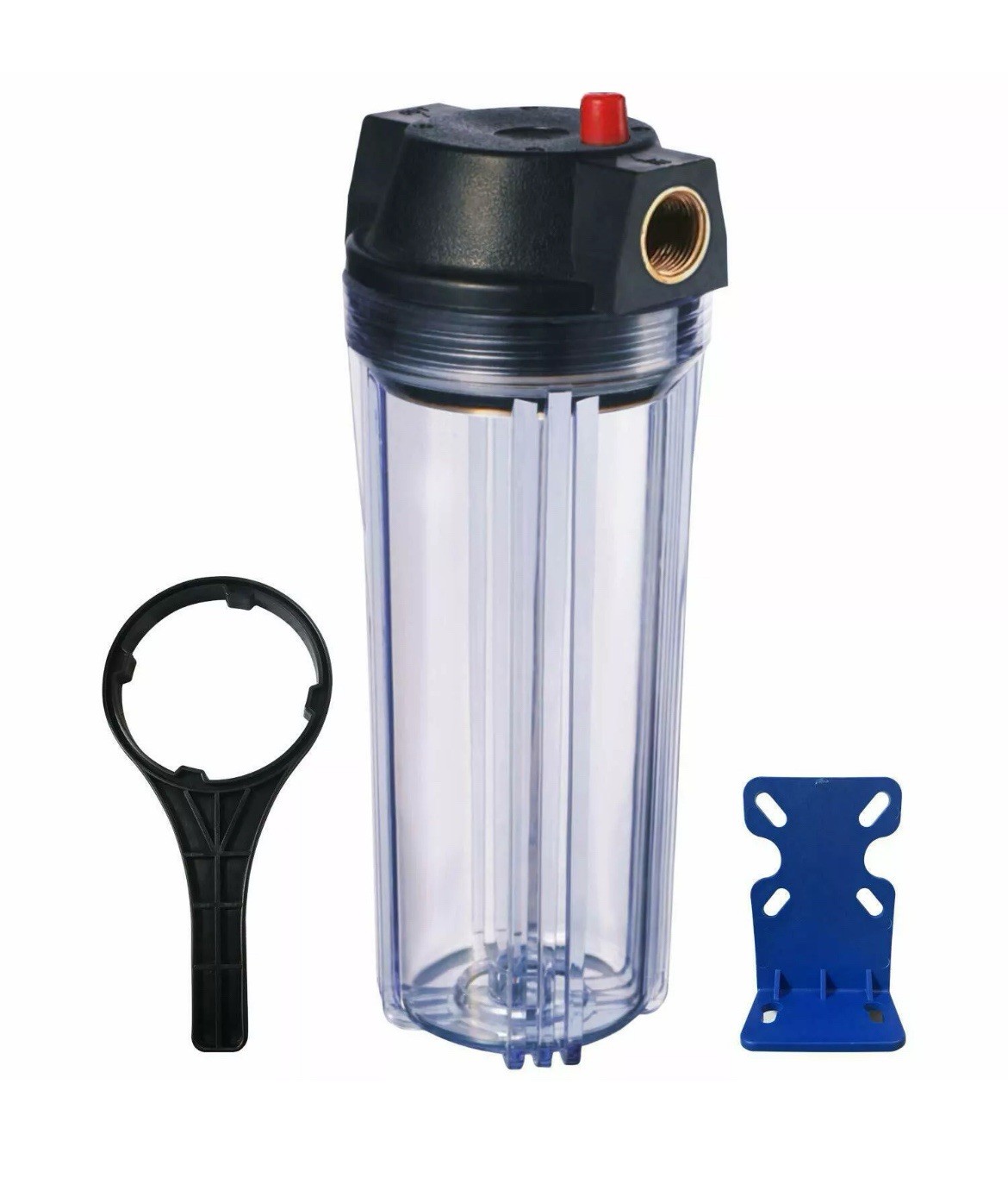 Whole House Water Filter Housing 3/4″ NPT Brass Fit 10″ x 2.5″ Clear With Wrench