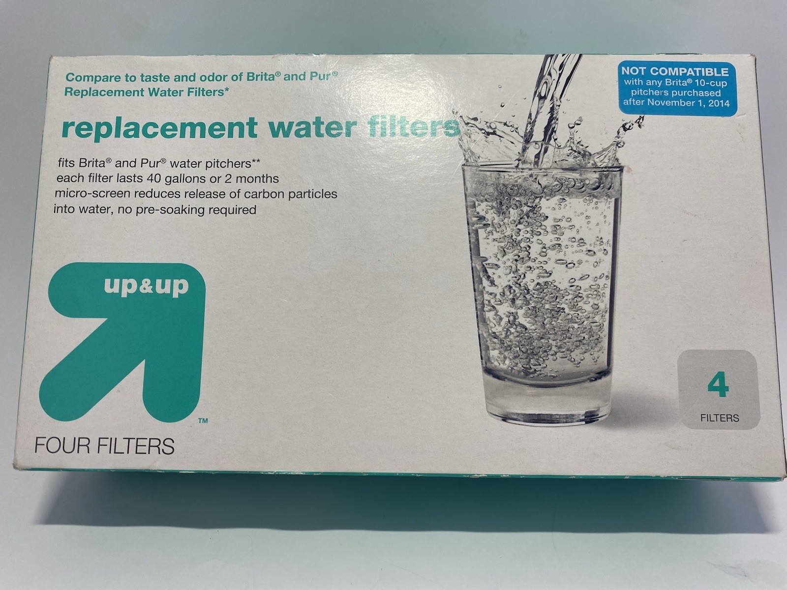 up&up Carbon Water Filter for Brita Maxtra+ & Pur Pitchers, 4 Pack, Open Box