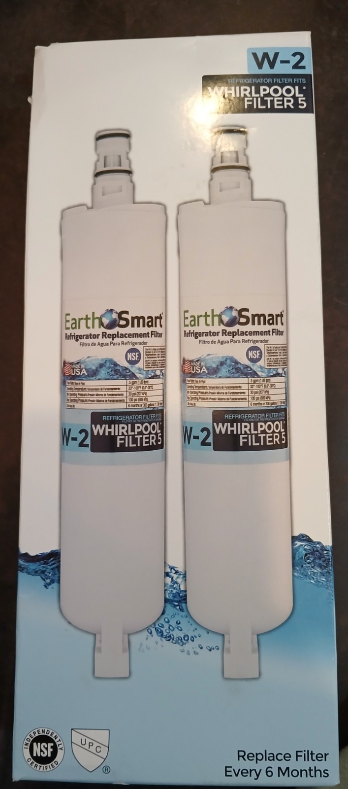 New Earth Smart Refrigerator Replacement Water Filters W-2 Fits Multiple Options
