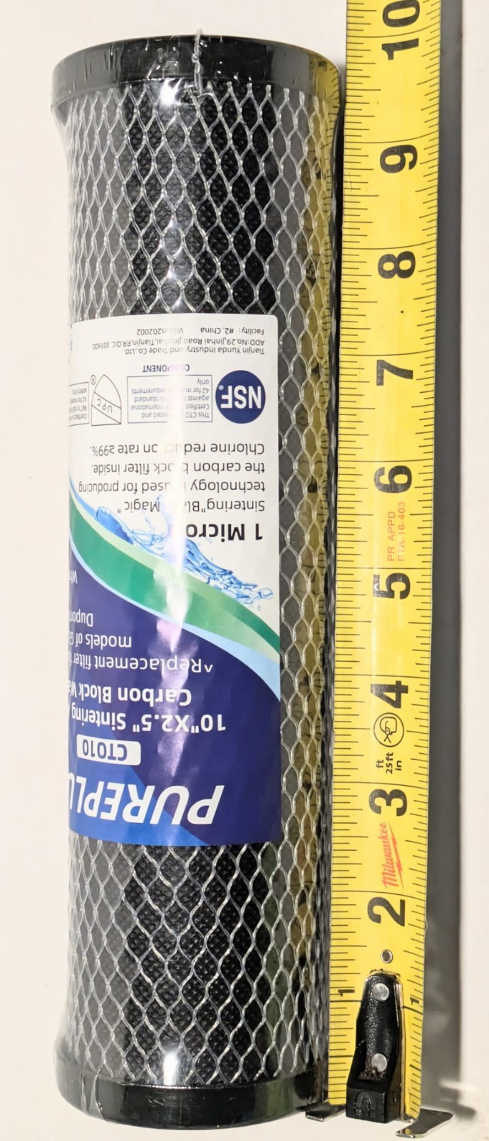 PurePlus CT010 Sintering Activated Carbon Block Water Filter 10″x2.5″ New