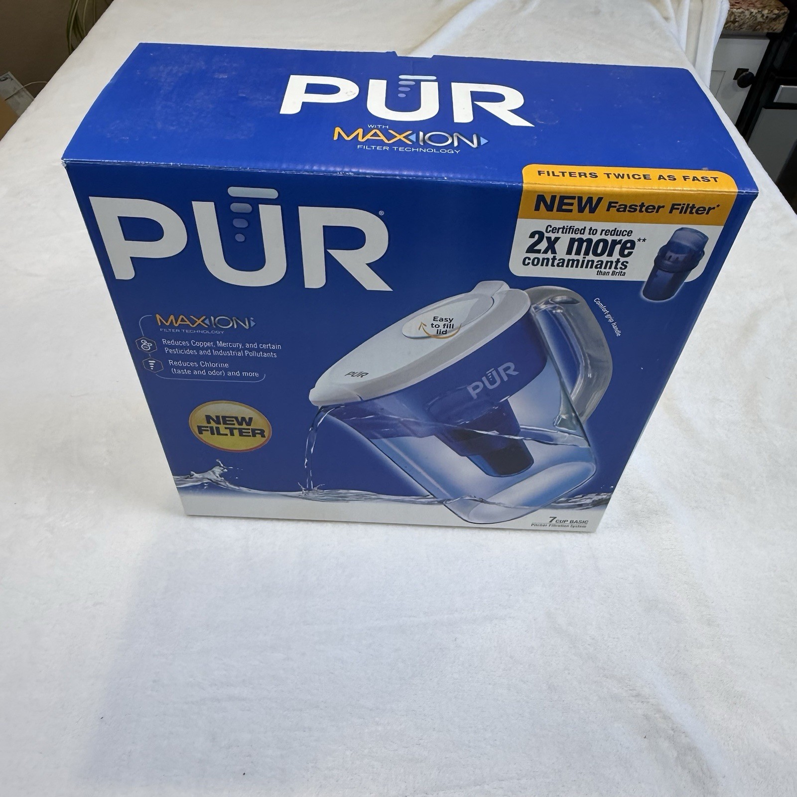 PUR 7 Cup Basic Water Filter Pitcher Maxion Filtration System New Open Box