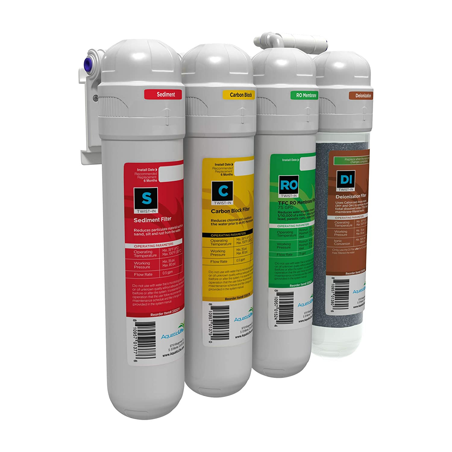 Sistema De Filtracion Agua Filtro RO/DI Reemplazo Osmosis Inversa 4 Etapas 75GPD