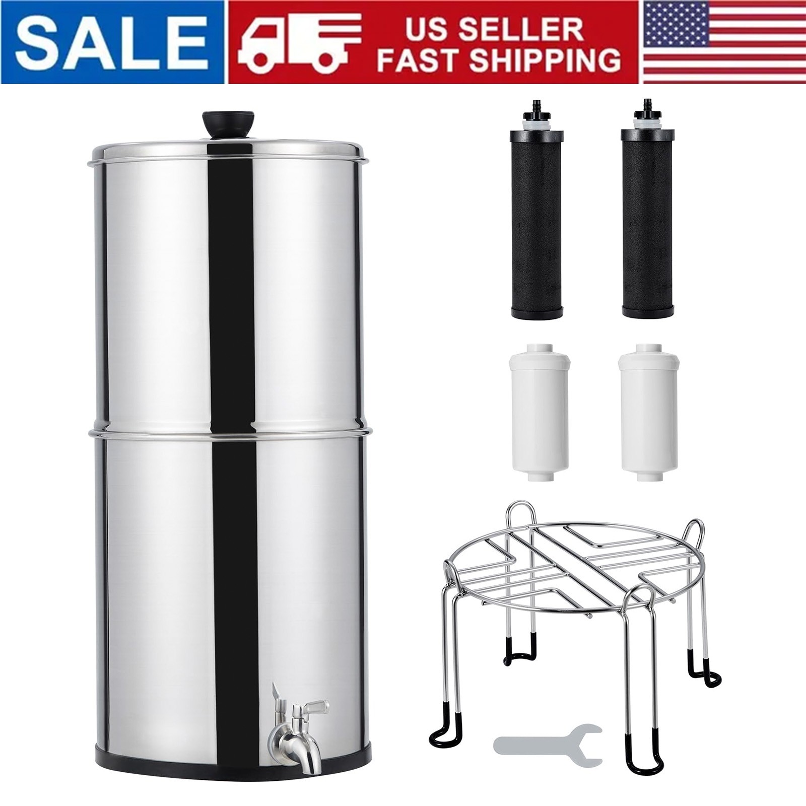 Gravity Water Filter System 2.25 Gallon Countertop Water Filter 2 Carbon Filters