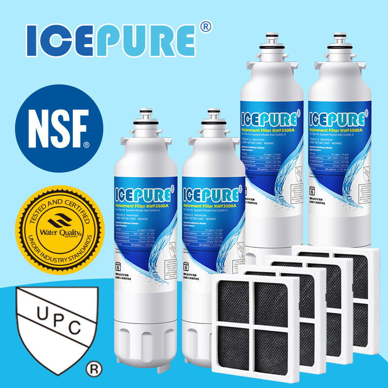 1/4 Pack Fit For LG LT800P Kenmore 469918 Water Filter Air Filter Icepure