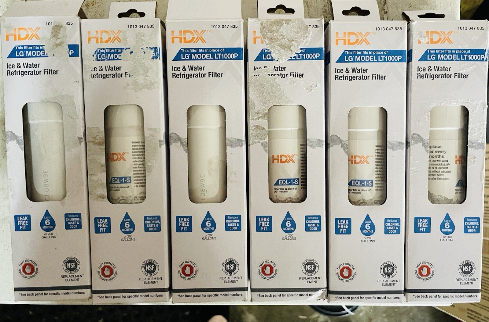 SET OF 6! HDX EQL-1-S Standard Refrigerator Water Filter Replacement LG LT1000P