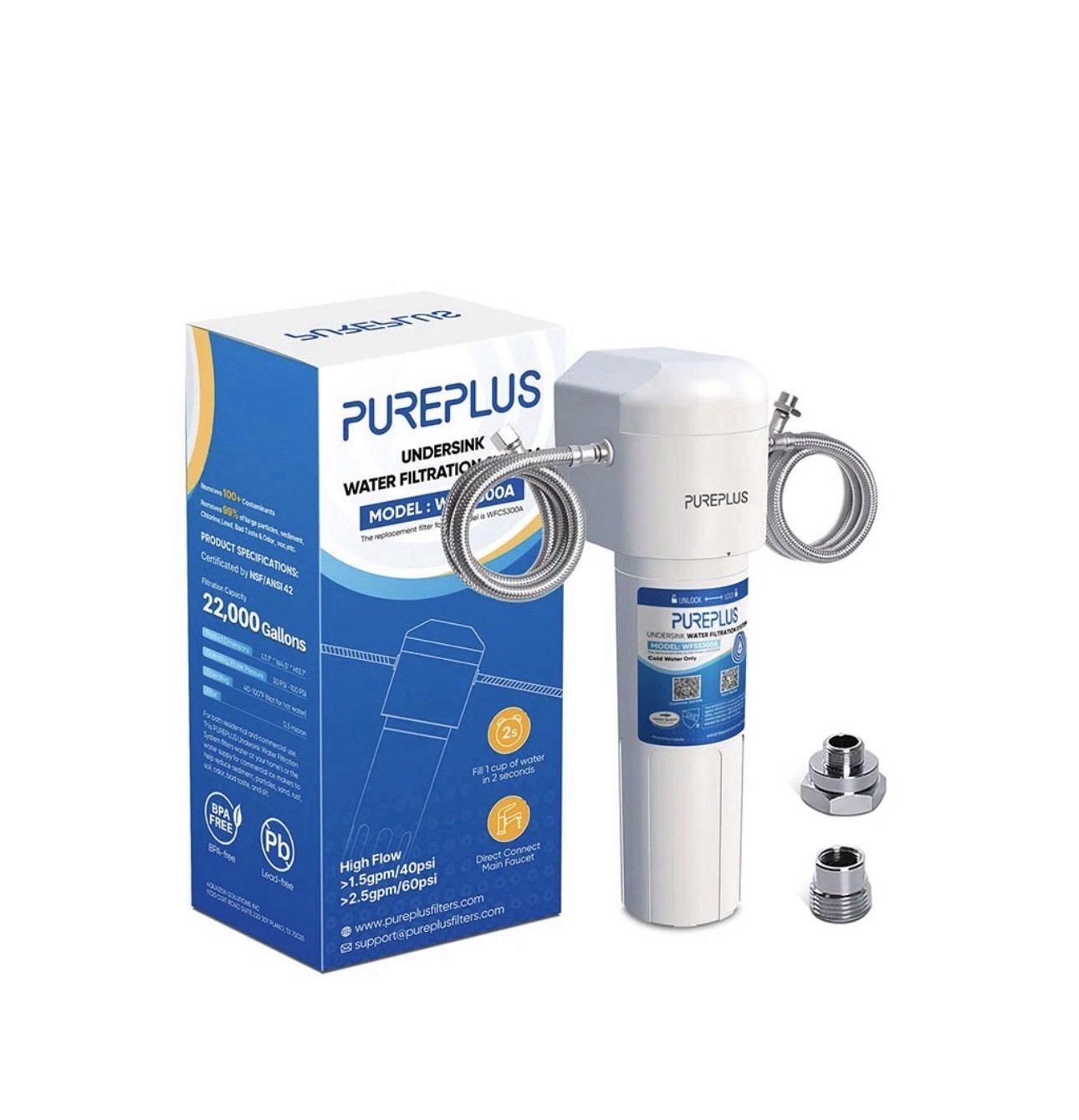 PUREPLUS WFS5300A 22000 GAL NSF/ANSI 42 CERTIFIED UNDER SINK WATER FILTER SYSTEM
