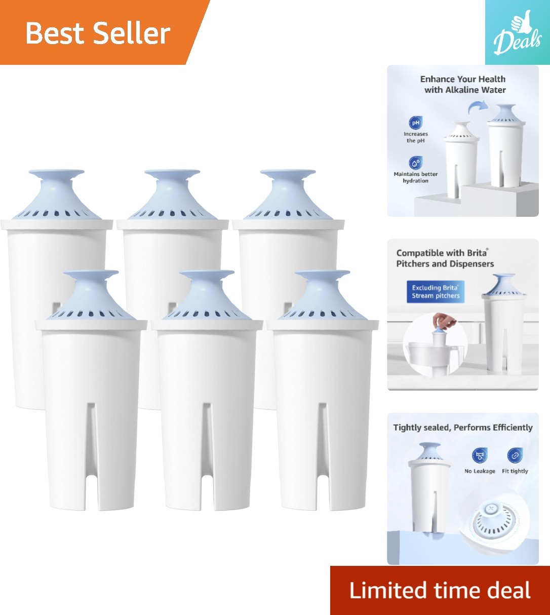 Replacement Alkaline Filters for Brita – Removes Impurities & Boosts Health