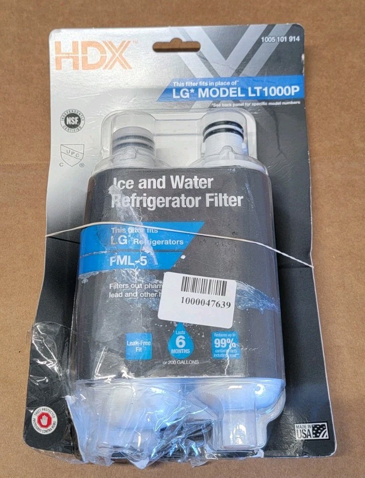 HDX FML-5 Premium Refrigerator Water Filter Replacement Fits LG LT1000P (2-Pack)