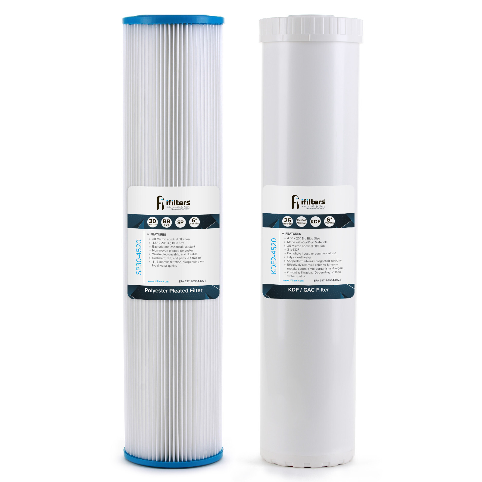 iFilters 20-Inch Whole House Sediment and GAC/KDF Replacement Filter for Dual Wh