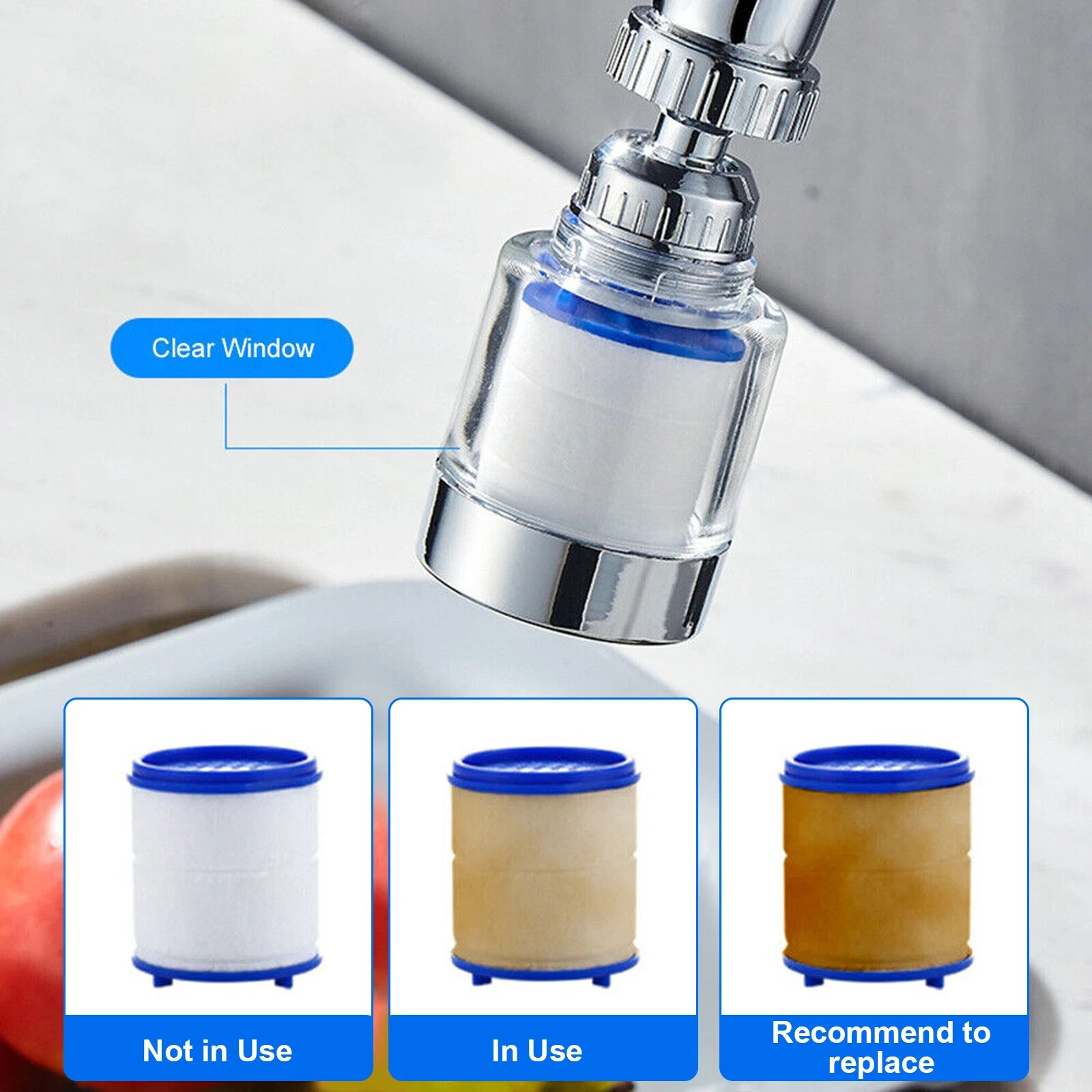 Faucet Water Filter Tap Filtration Kitchen Sink Mount Purifier System 360°Rotate
