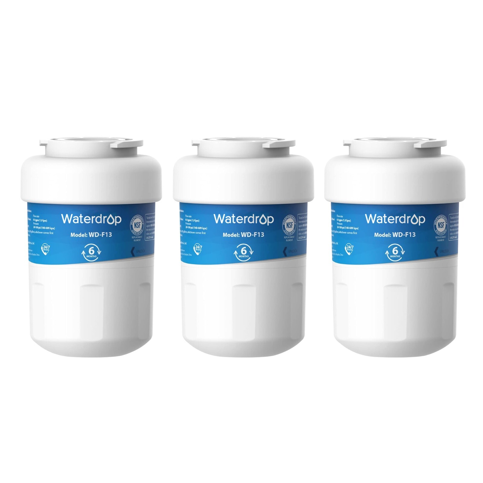 Waterdrop MWF® Refrigerator Water Filters Replacement For GE® MWF®, 3 Pack