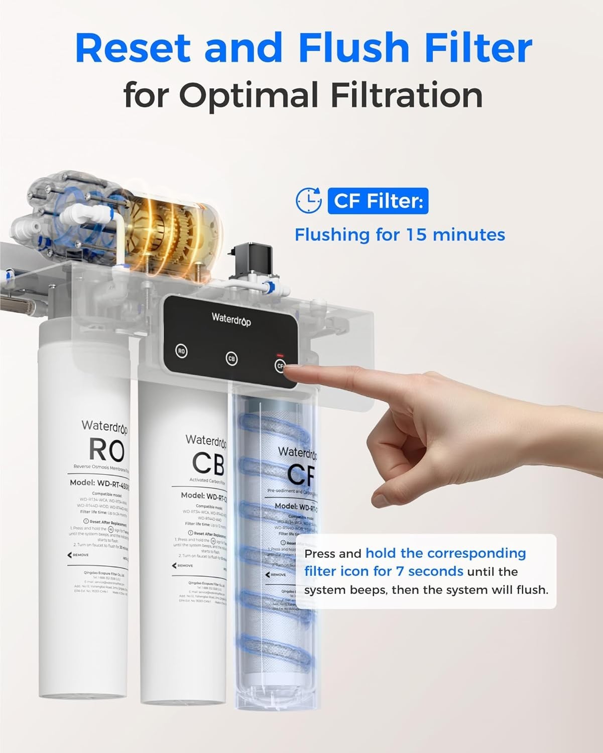 Waterdrop WD-RT-CF Filter, Replacement for WD-T3-T & WD-T3-C & WD-T3-M & WD-T4-A