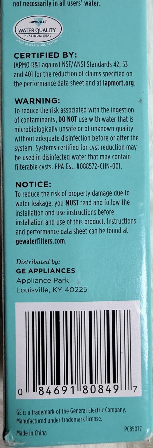 GE RPWFE Refrigerator Water Filter Genuine No Chip New