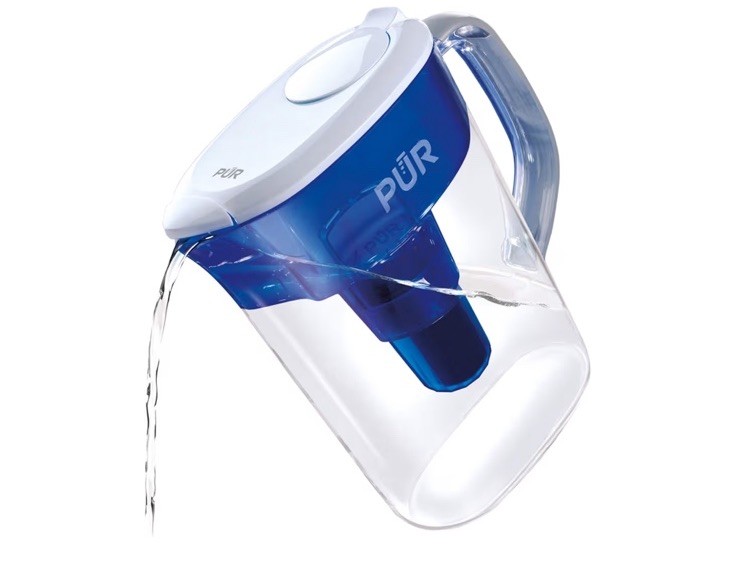 PUR 7 Cup Water Filter Pitcher NSF Certified 2 in 1 Filtration White Blue