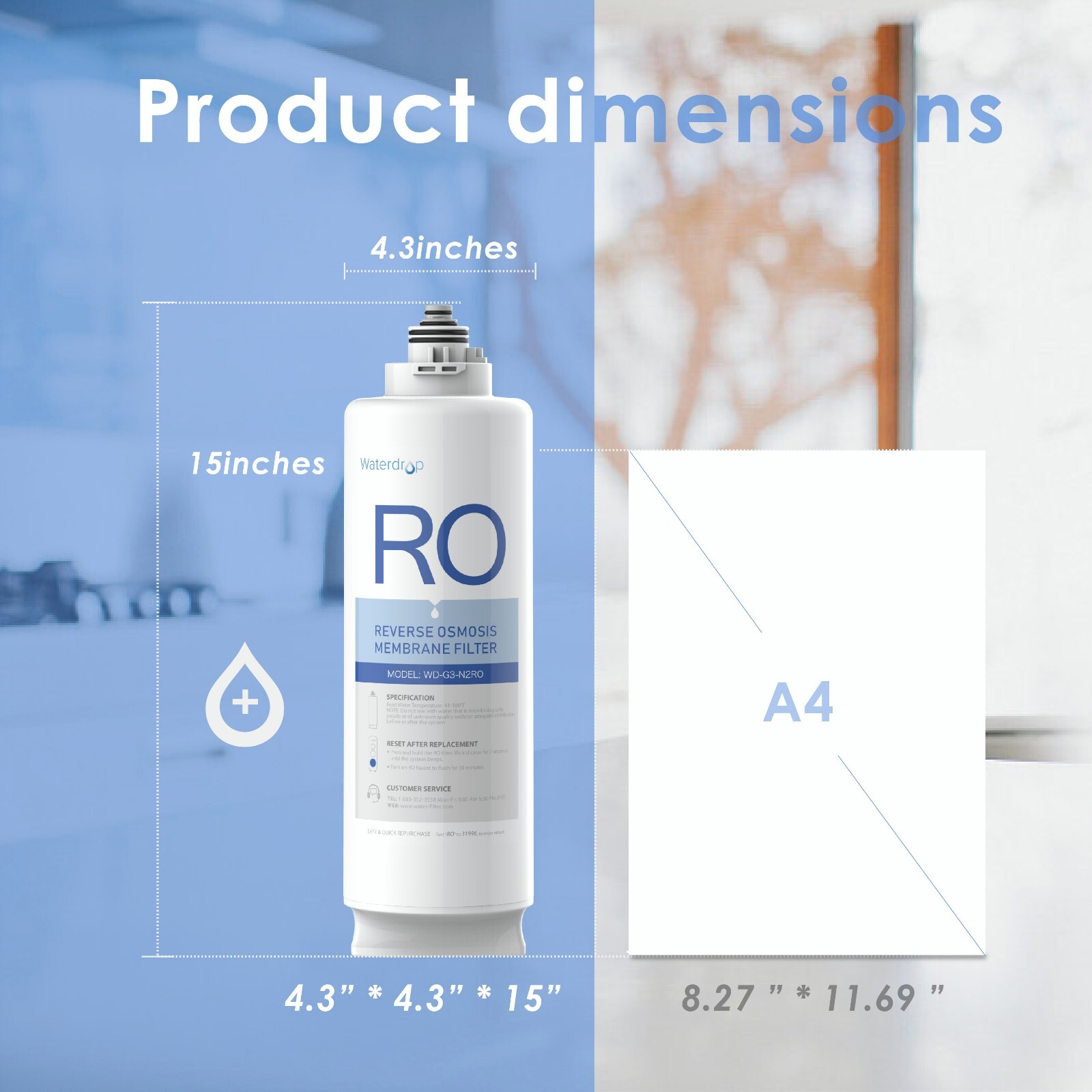 Waterdrop WD-G3-N2RO Filter, Replacement for WD-G3-W Reverse Osmosis System