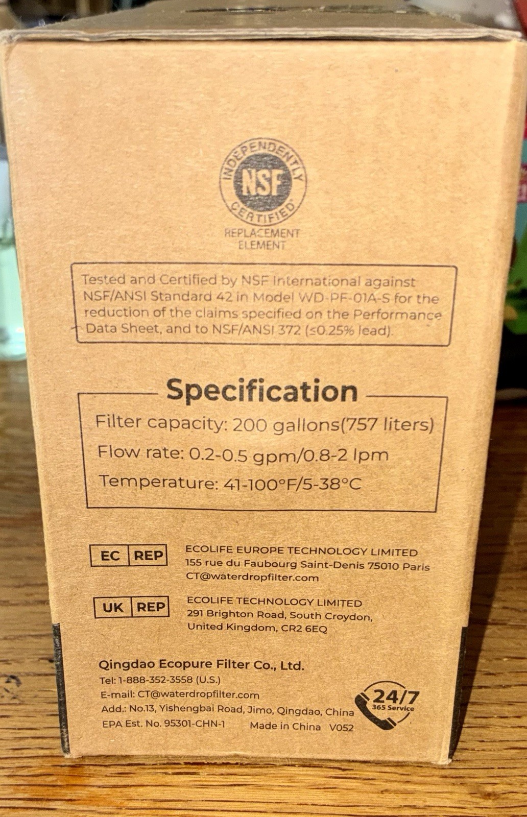 Waterdrop Pitcher Replacement Filters 2 Packs in Box WD-PF-01A-Plus ~ NEW SEALED