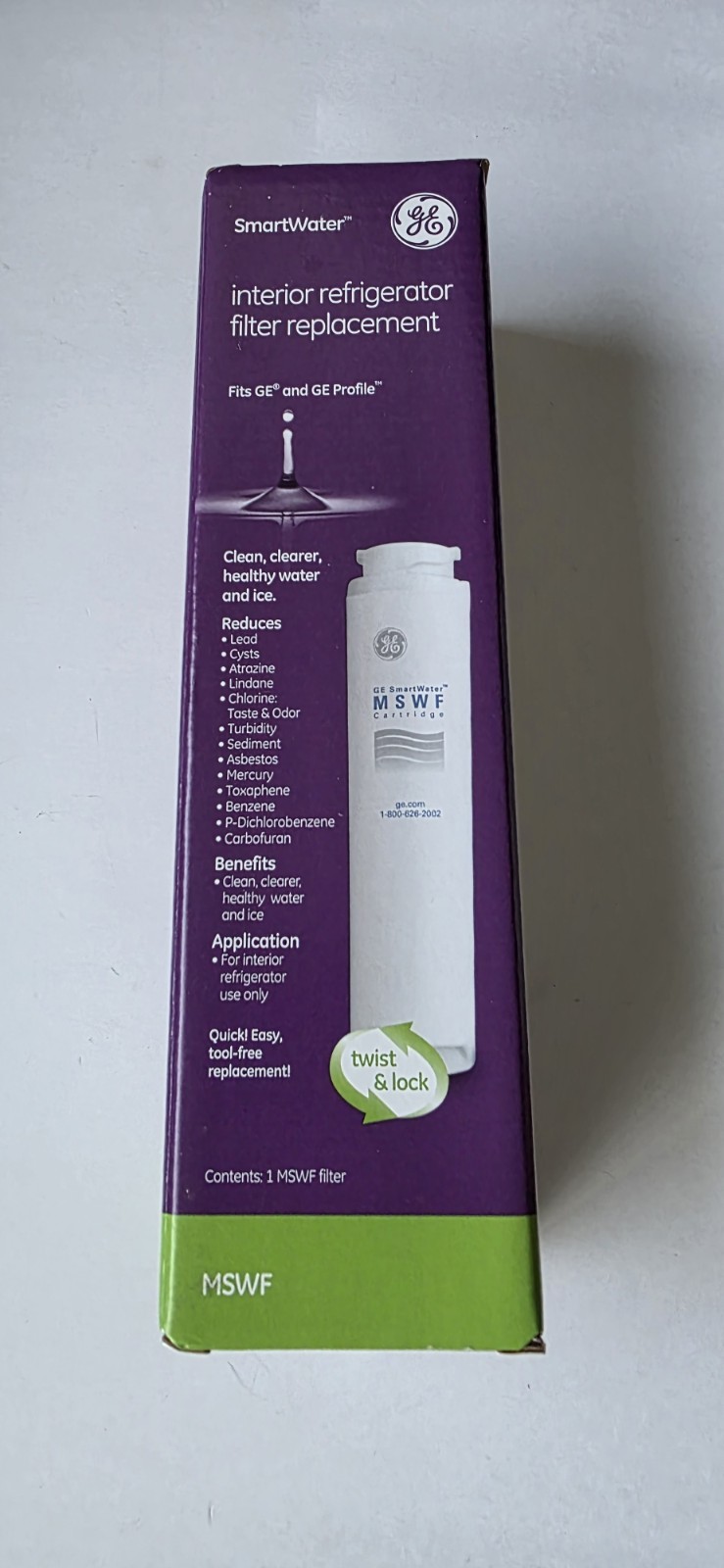 Genuine GE SmartWater MSWF Refrigerator Water Filter Replacement OEM Brand New