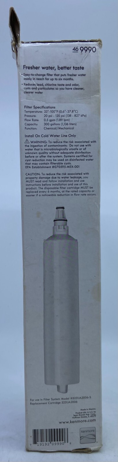 Kenmore Clear Premium Refrigerator Filter Replacement 469990 NEW OPEN BOX