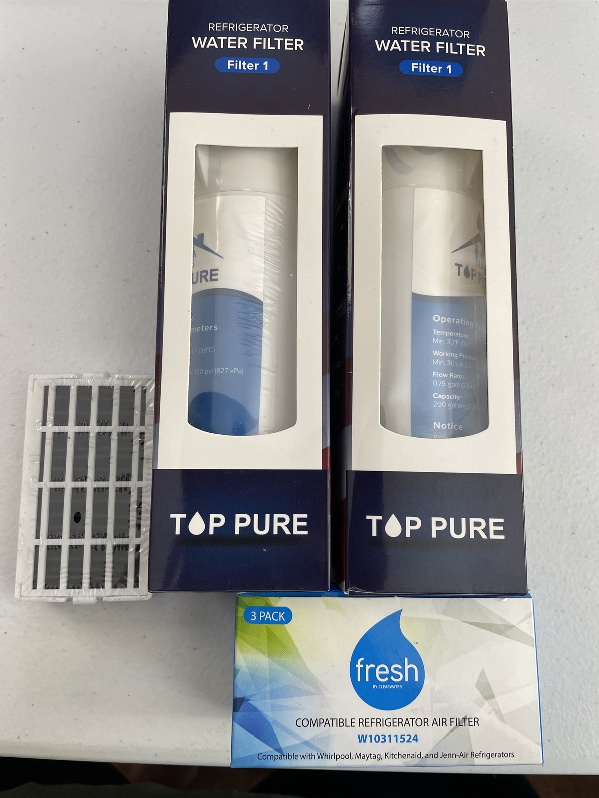 2 Packs Filter No. 1 Top Pure Replacement Refrigerator Water Filter With Air Fil