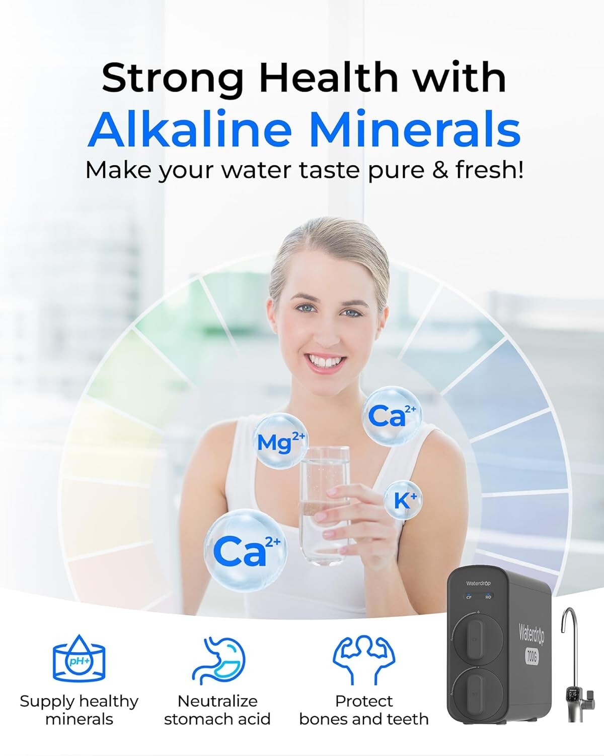 Waterdrop G5P700A Alkaline Mineral pH+ Reverse Osmosis Water Filter,NSF/ANSI 372