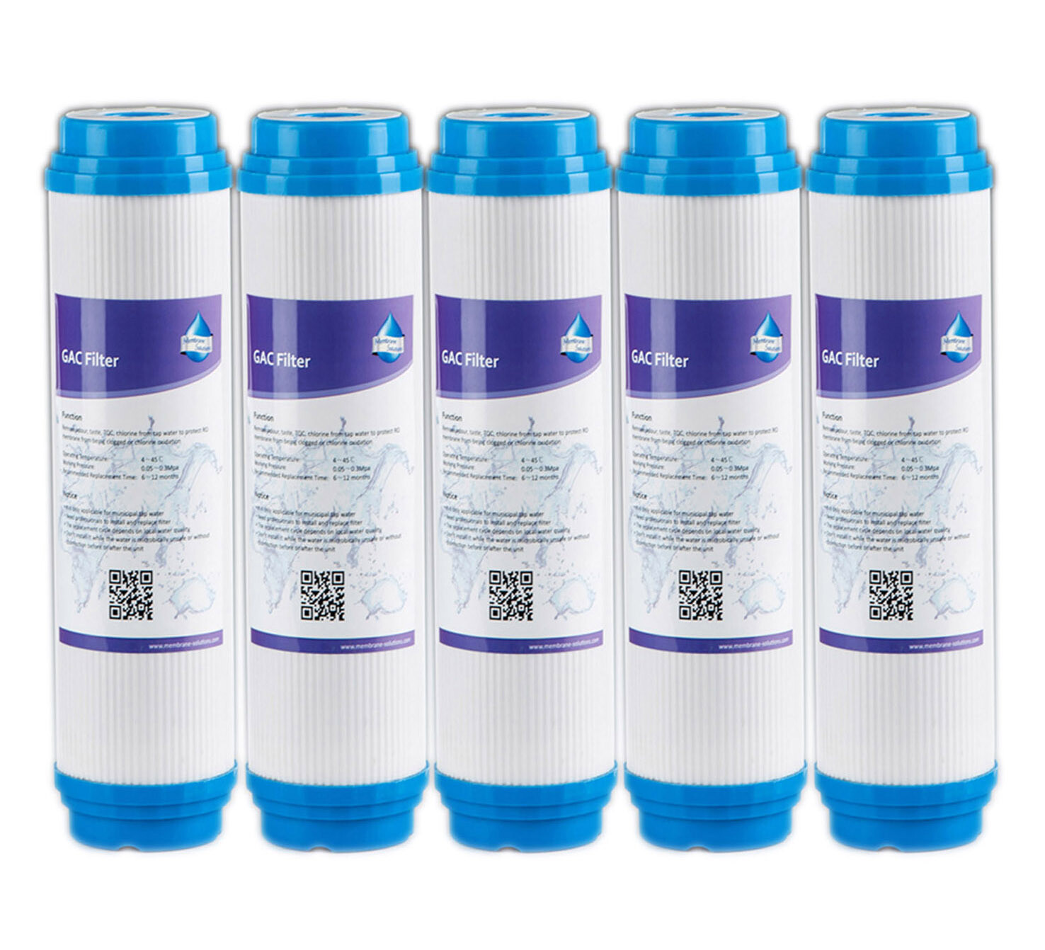 5 Pack Granular Activated Carbon GAC Water Filter for Reverse Osmosis RO System