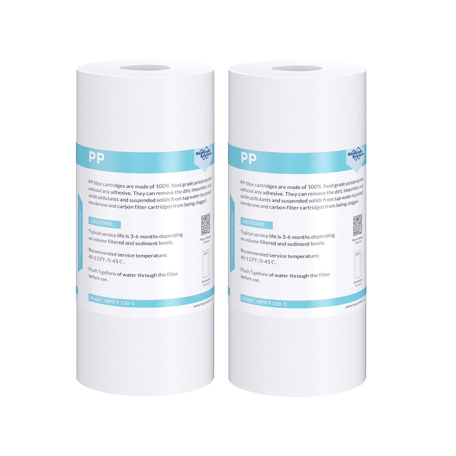 2Pack 10 Inch Big Blue Whole House Water Filter Housing System 10″x4.5″ Sediment