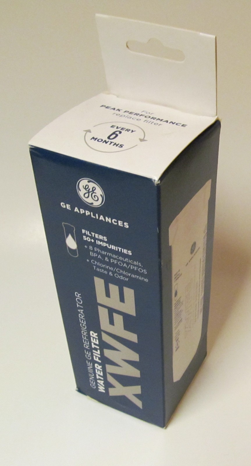 GE XWFE replacement refrigerator water filter, new, factory sealed