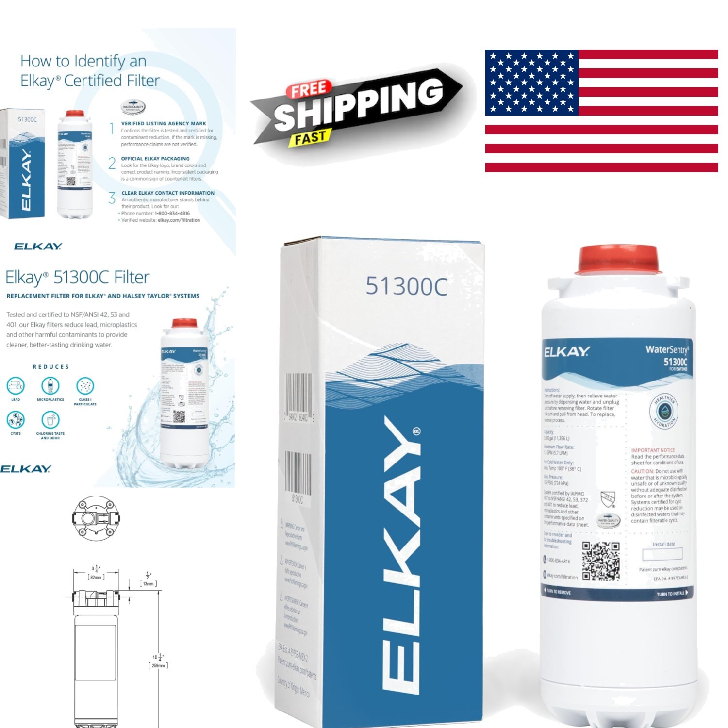 NSF Certified Water Filter for Bottle Fillers Removes Microplastics 1 Count