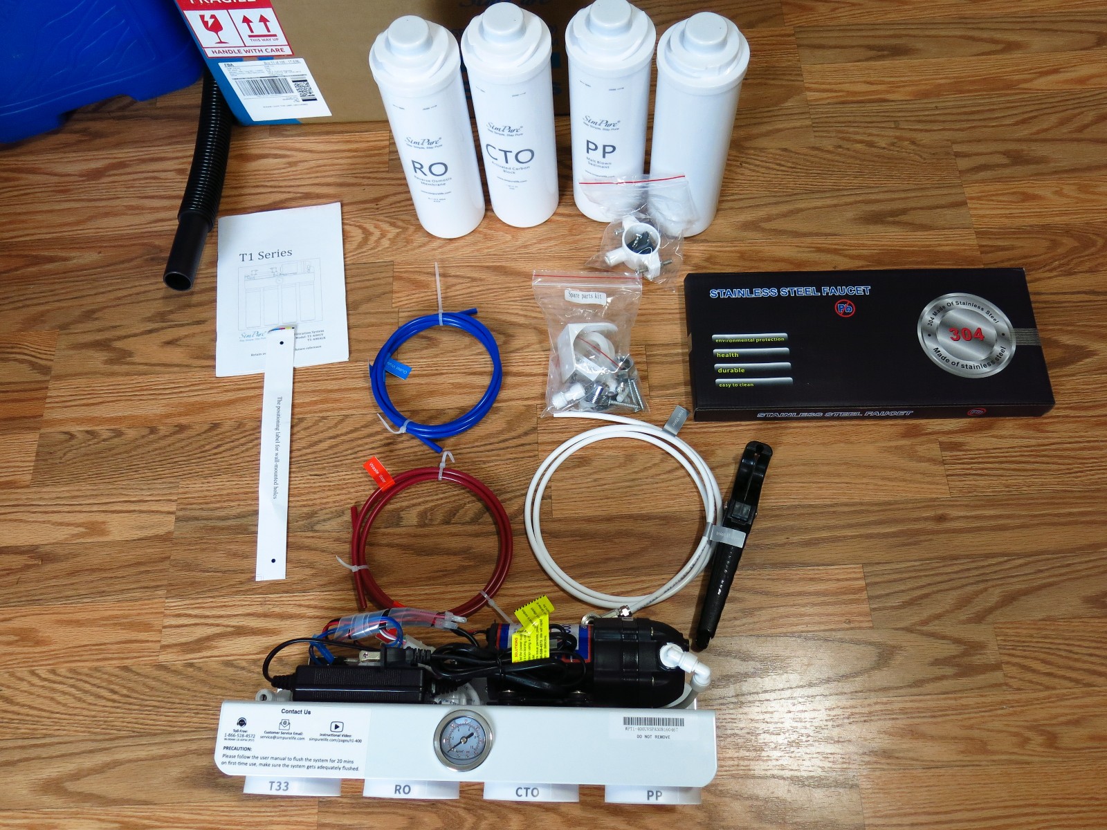 SimPure T1-400 8 Stage 400GPD Under Sink Tankless RO System Nearly 0