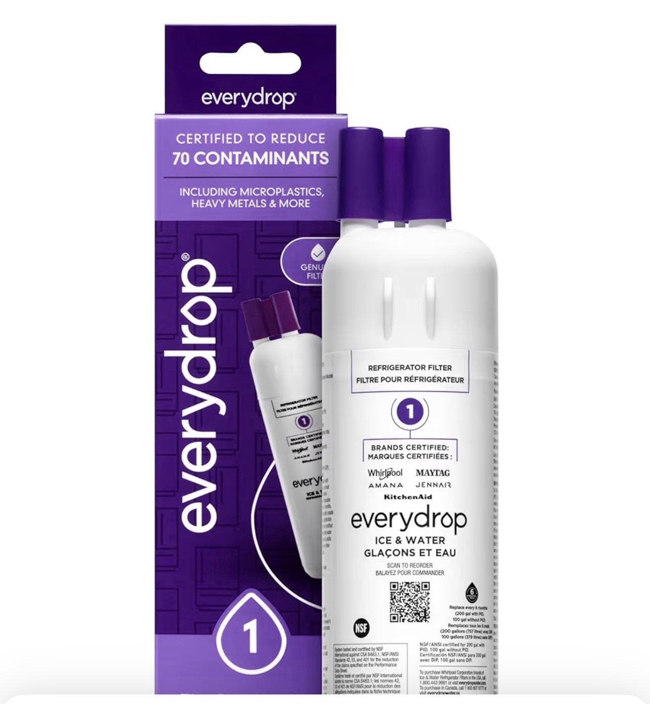 1 ΕVΕRYDROP ΕDR1RXD1 Refrigerator ICE Water Filter 1 Replacement New