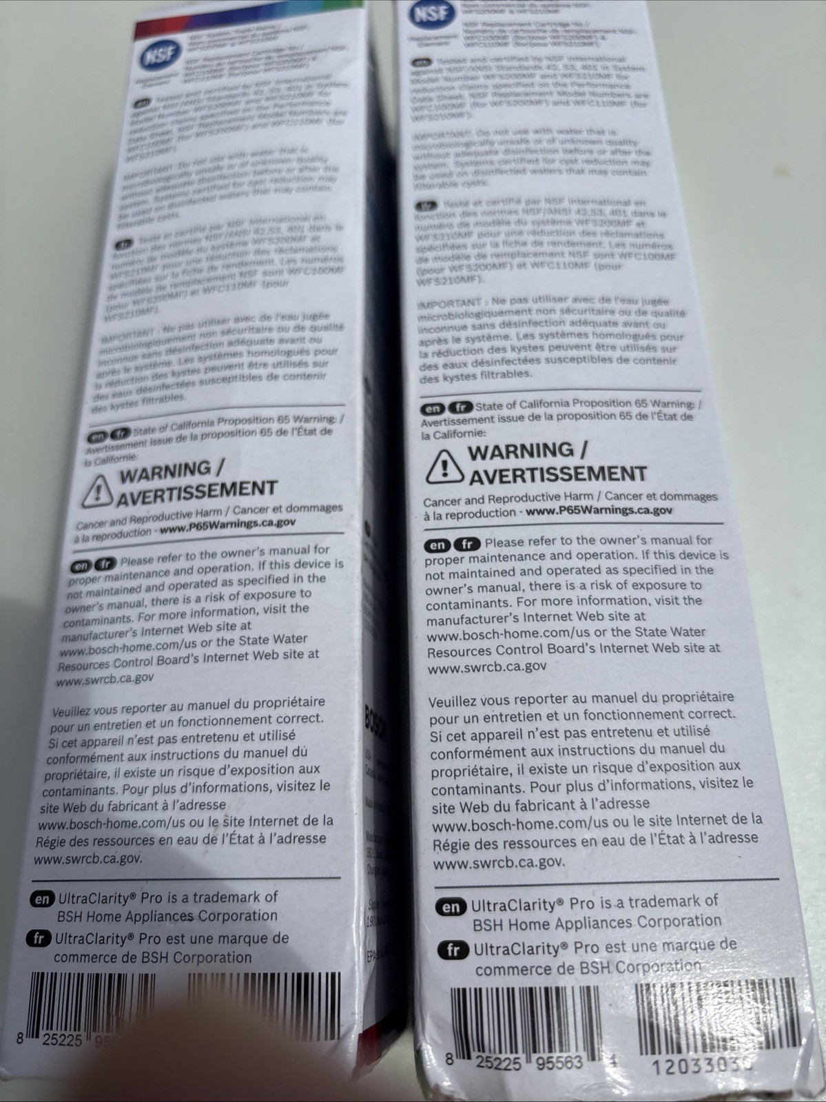2 PACK Bosch Ultra Clarity Pro BORPLFTR50 Water Filter White #WFS200MF/WFS210MF