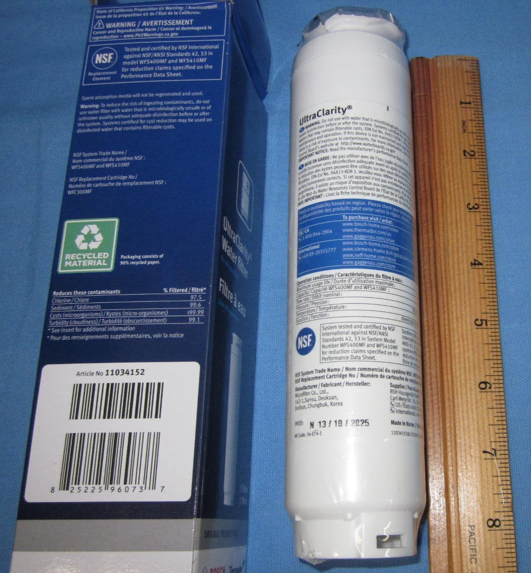 3 Ultra-Clarity Water Filter 11034152 / BORPLFTR30 ~ Bosch, Thermador, Gaggenau