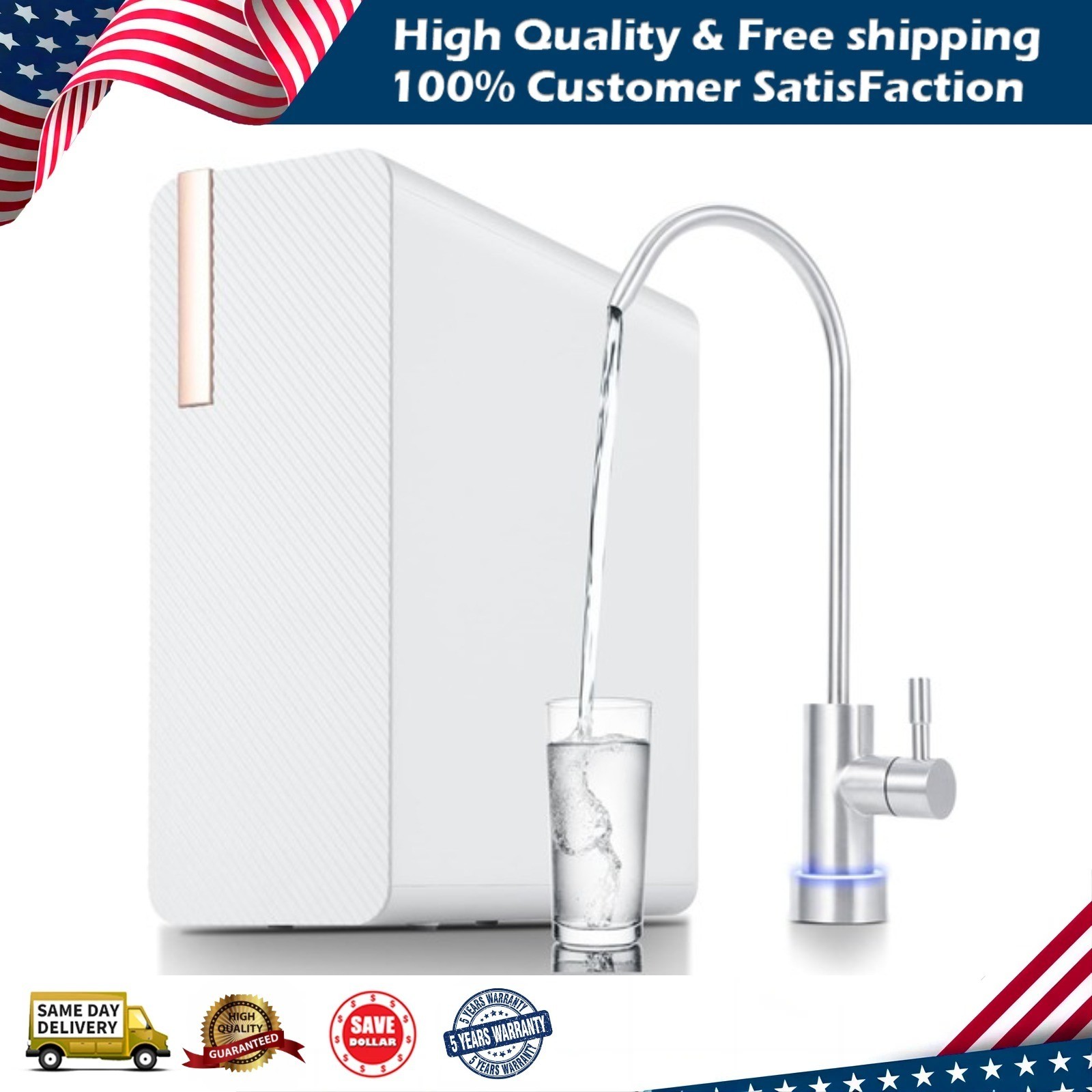 600 GPD Tankless Reverse Osmosis Water Filter NSF/FC/SGS Certified Under-Sink