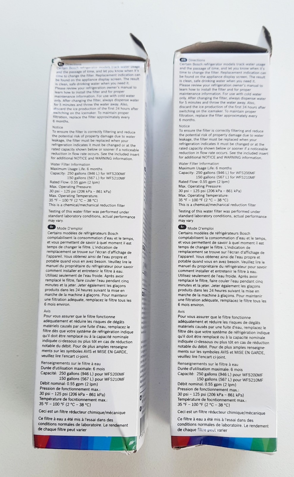2 PACK Bosch Ultra Clarity Pro BORPLFTR50 Water Filter White #WFS200MF/WFS210MF