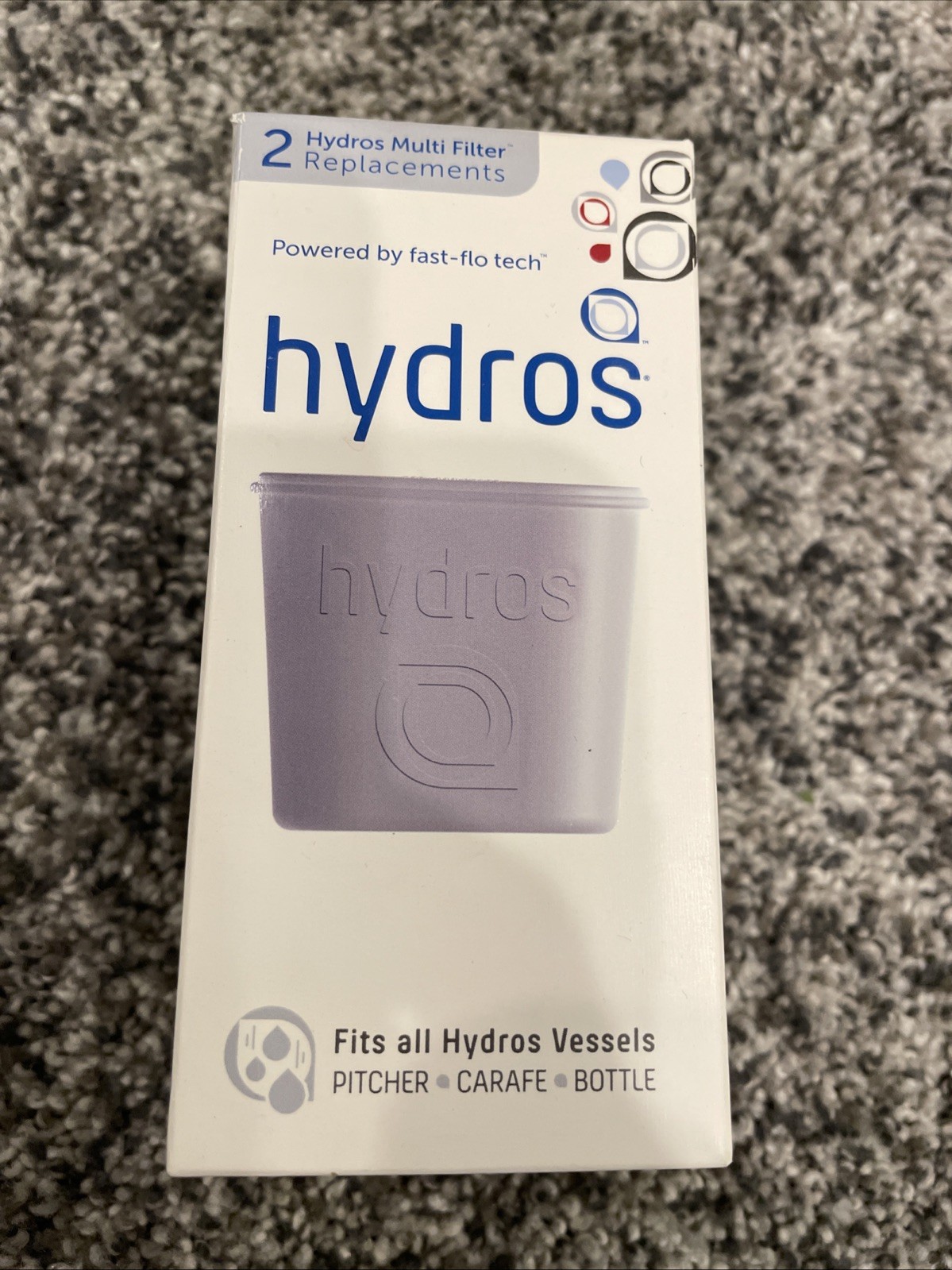 Hydros Multi Filter Replacements Fits All Vessels Bottle Carafe Pitcher 2 Count!