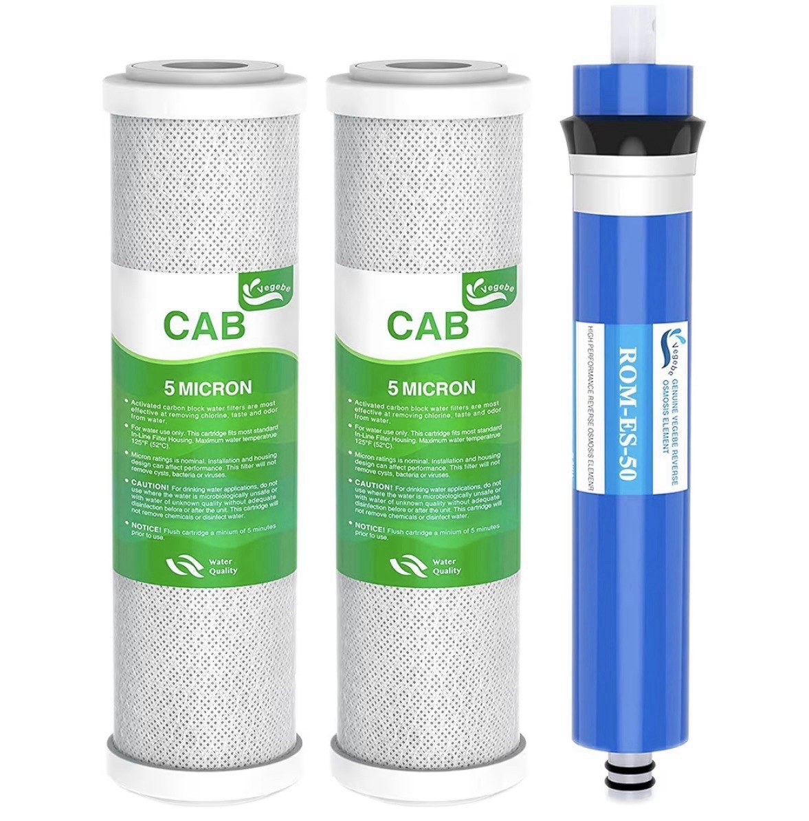 50 GPD RO Membrane Carbon Water Filter Cartridges Set for GE FX12P FX12M GXRM10G